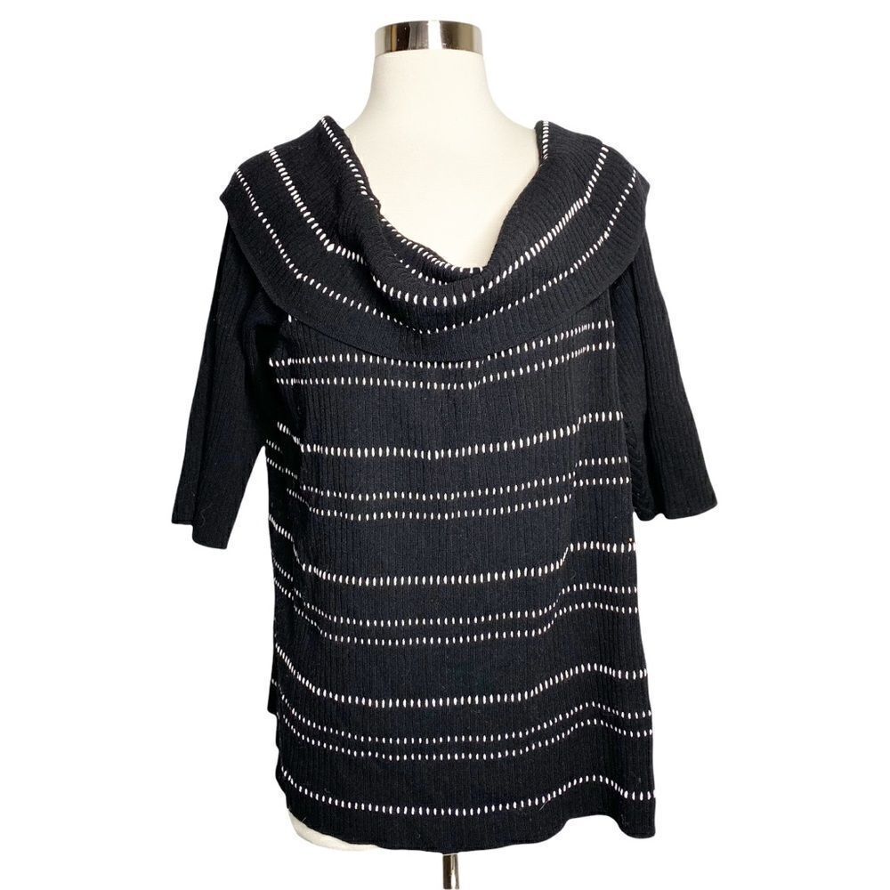 Lane Bryant Womens Off Shoulder Top Size 26/28 Ribbed Black Striped